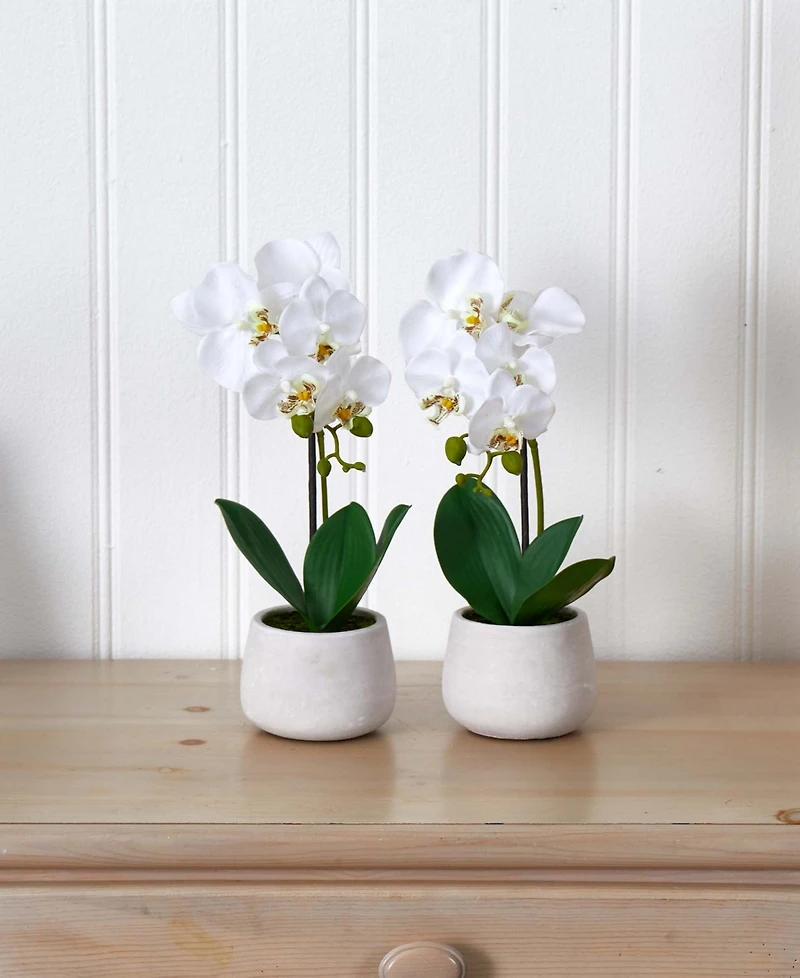 Nearly Natural Phalaenopsis Orchid Artificial Arrangement (Set of 2)