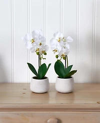 Nearly Natural Phalaenopsis Orchid Artificial Arrangement (Set of 2)
