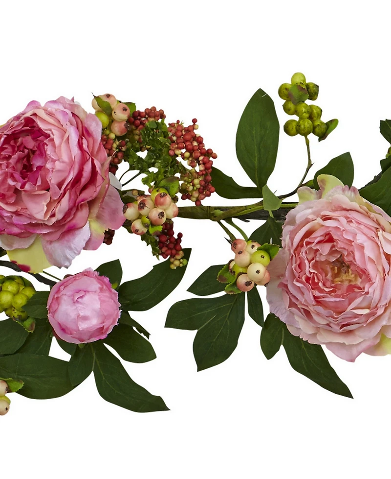 Nearly Natural 60" Mixed Peony and Berry Garland