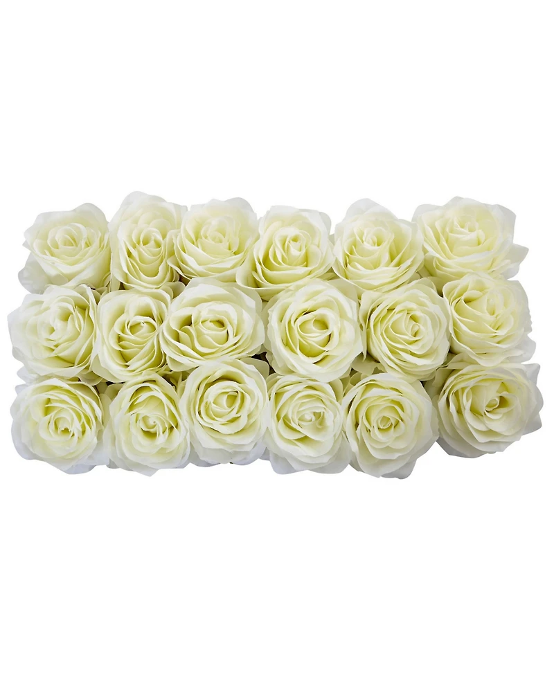 Nearly Natural Dozen Silk Roses Ceramic Rectangular Planter