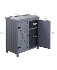 Outsunny Wooden 36.25 in x 31.5 in Garden Storage Tool Shed with Galvanized Top,