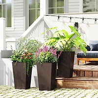 Outsunny Set of 3 Tall Planters, Indoor and Outdoor Flower Pot Set