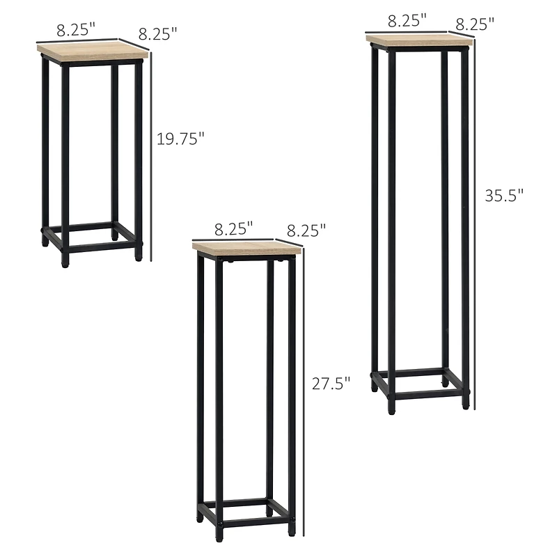 Outsunny Flower Sd Set, 3 Metal Plant Racks, Outdoor Decor