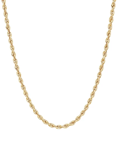 Lightweight 14k Gold Diamond-Cut Rope Chain 20" Necklace (2-1/2mm)