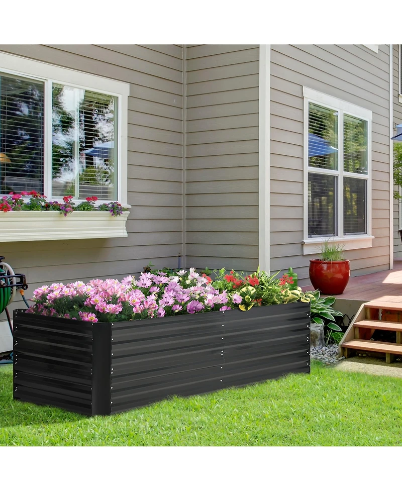 Outsunny Raised Garden Bed Metal Planter Box with Reinforced Rods,