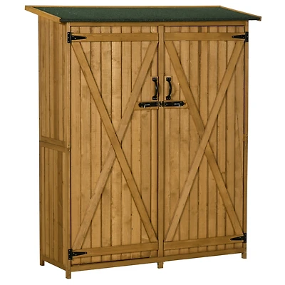 Outsunny Wooden Garden Storage Shed w/ Asphalt Roof, Shelves & Lock Backyard