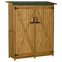 Outsunny Wooden Garden Storage Shed w/ Asphalt Roof, Shelves & Lock Backyard