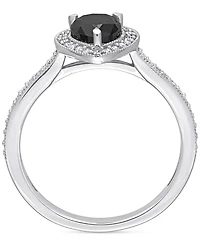 Black Diamond (1 ct. t.w.) & White (1/4 Pear-Cut Halo Engagement Ring 14k Gold