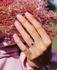 Black Diamond (1 ct. t.w.) & White (1/4 Emerald-Cut Engagement Ring 14k Gold