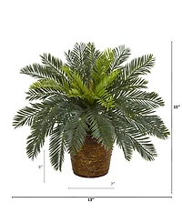 Nearly Natural 15" Cycas Artificial Plant in Basket