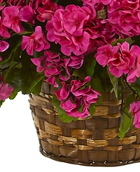 Nearly Natural Geranium Hanging Basket Artificial Plant Uv Resistant
