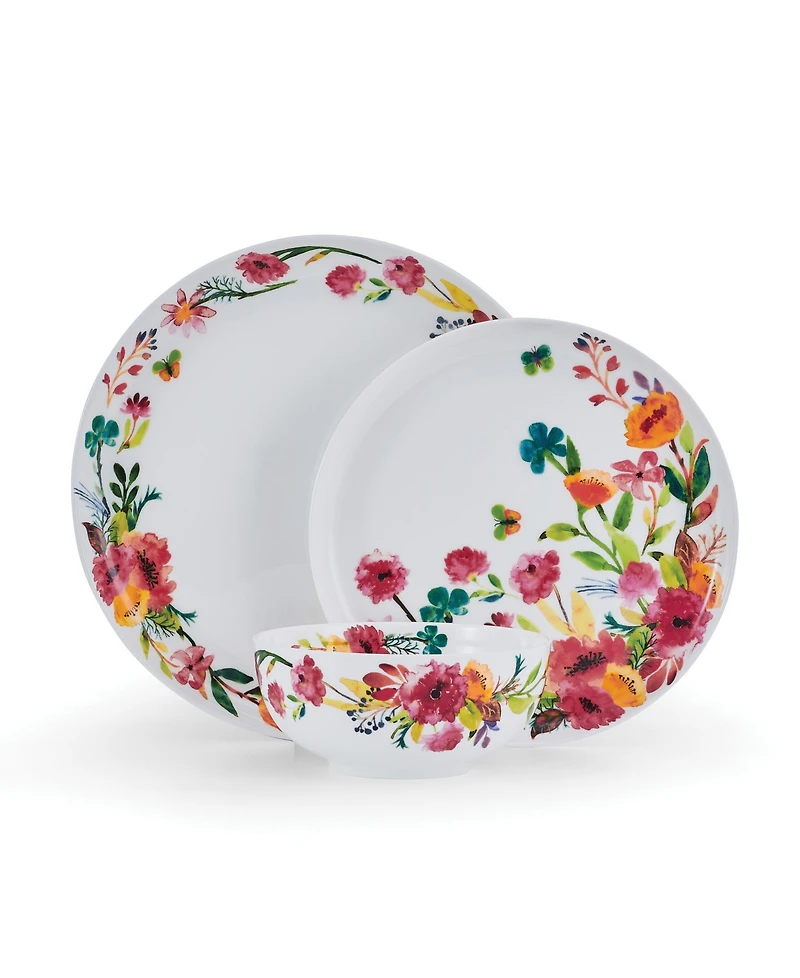 Mikasa Karina Bone China 12 Piece Dinnerware Set, Service for 4