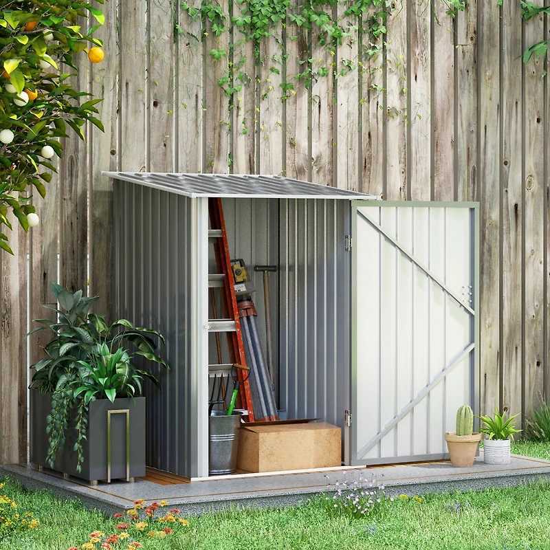 Outsunny 3.3' x 3.4' Metal Outdoor Storage Shed, Lockable,