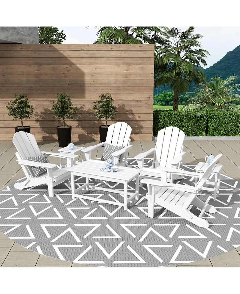 WestinTrends 7 Piece Set Outdoor Folding Adirondack Chairs with Coffee Table Side