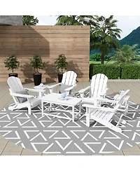 WestinTrends 7 Piece Set Outdoor Folding Adirondack Chairs with Coffee Table Side