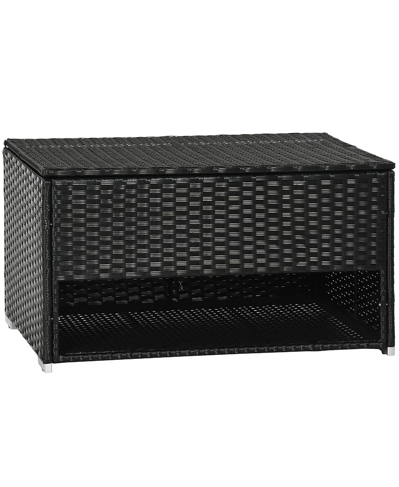 Outsunny Deck Box w/ Outdoor Towel/Shoe Rack, Inner Liner