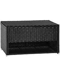 Outsunny Deck Box w/ Outdoor Towel/Shoe Rack, Inner Liner