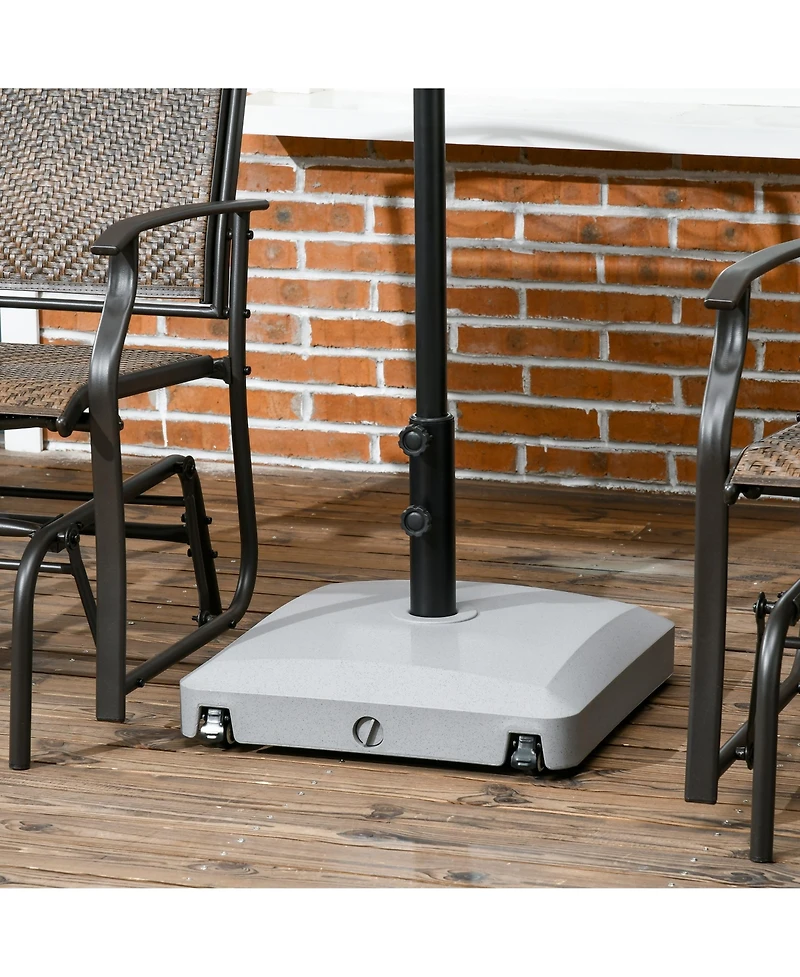 Outsunny Patio Umbrella Base with Wheels, 53lbs Water or 66lbs Sand Filled, Heavy Duty Outdoor Umbrella Stand Holder, Gray