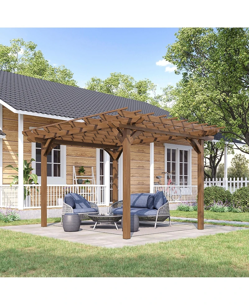 Outsunny 12' x 10' Wooden Pergola, Outdoor Gazebo,