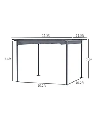 Outsunny 11.5'x11.5' Retractable Patio Gazebo Pergola, Uv Resist,