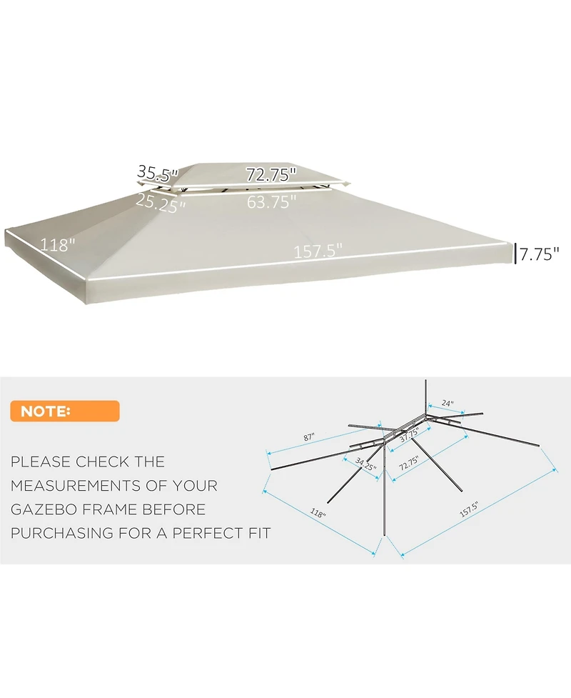 Outsunny 10' x 13' Gazebo Replacement Canopy for 84C-101,
