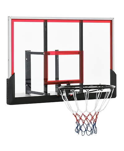 Soozier Wall Mounted Basketball Hoop, Mini Hoop Basketball Goal with 43" x 30" Shatter Proof Backboard, Durable Bracket and All Weather Net for Outdoo