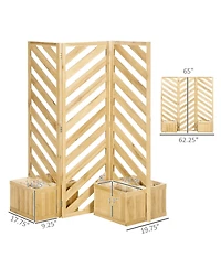 Outsunny Freesding Outdoor Privacy Screen with 4 Self-Draining Planters