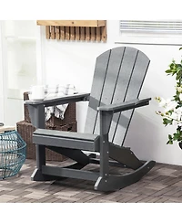Outsunny Outdoor Rocking Chair, Hdpe Adirondack Style Rocker Chair for Porch, Garden, Patio, Light Gray