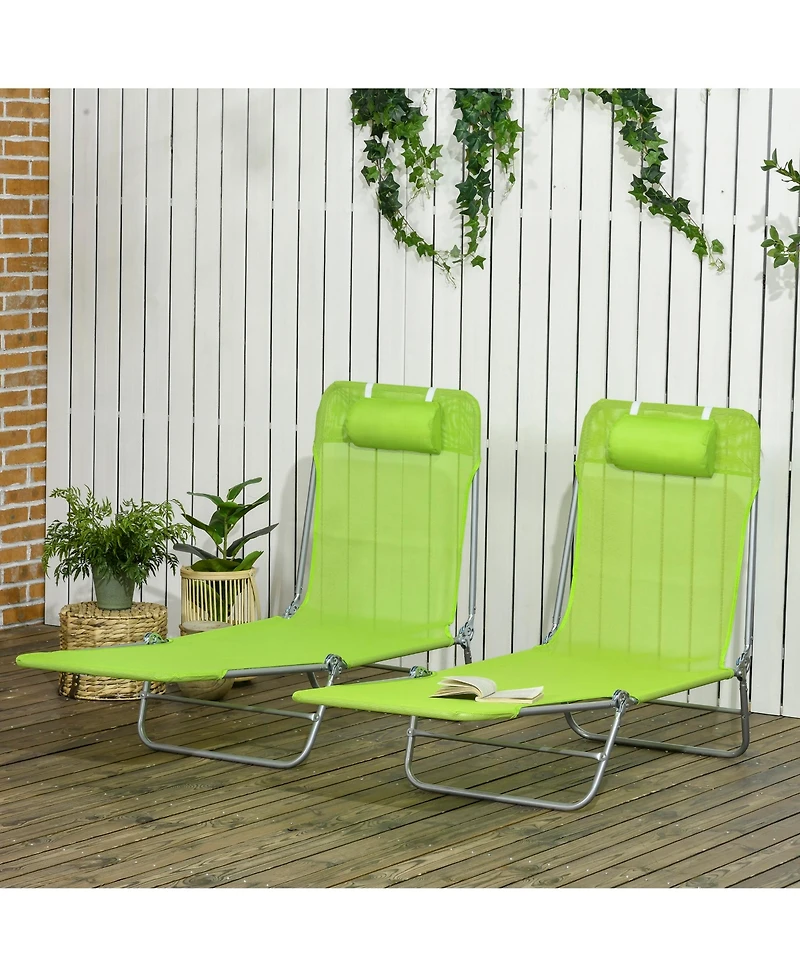 Outsunny 2-Piece Folding Chaise Lounge, Reclining Pool Chairs