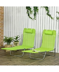 Outsunny 2-Piece Folding Chaise Lounge, Reclining Pool Chairs