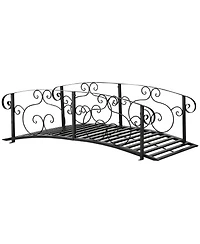Outsunny 6' Metal Arch Backyard Garden Bridge, Safety Siderails, Arc Footbridge for Backyard Creek, Stream, Pond, Black