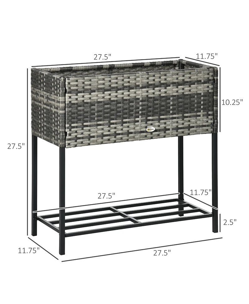 Outsunny Raised Garden Bed, Rat with Storage Shelf,