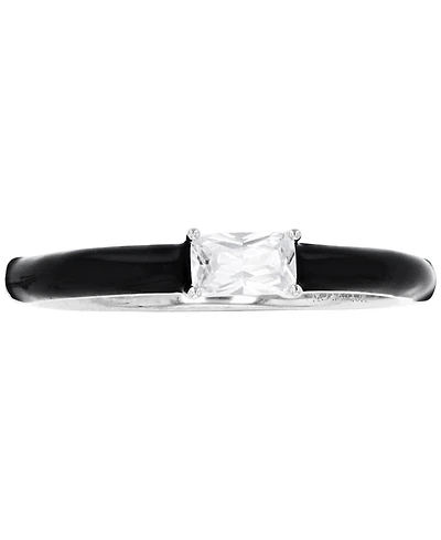 Cubic Zirconia & Hand-Painted Enamel Ring Sterling Silver