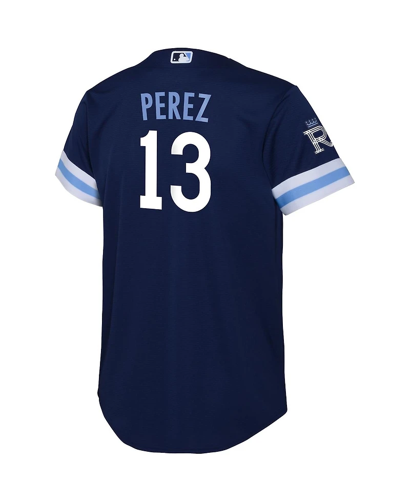 Toddler Boys and Girls Nike Salvador Perez Navy Kansas City Royals City Connect Replica Player Jersey