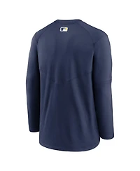 Men's Nike Navy Milwaukee Brewers Authentic Collection Logo Performance Long Sleeve T-shirt