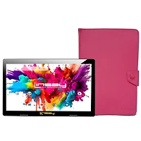 New Linsay 10.1" Tablet Octa Core 128GB Bundle with Pink Case Newest Android 14