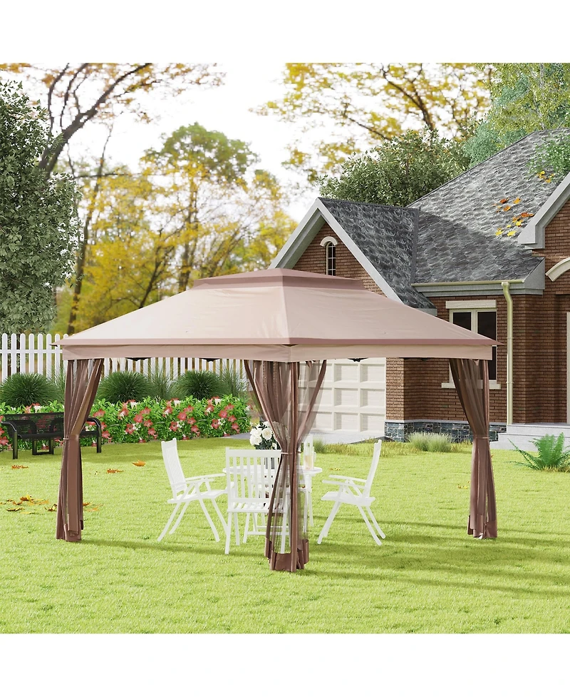 Outsunny 11' x 11' Pop Up Gazebo Outdoor Canopy Shelter with 2-Tier Soft Top, and Removable Zipper Netting, Event Tent with Large Shade