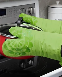 T-Fal Medallion Print Silicone and Cotton Twill Oven Mitt, Set of 2