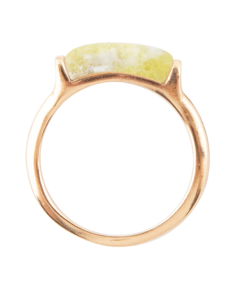 Barse Bar None Bronze and Genuine Green Jasper Ring