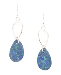Barse Rose Sterling Silver and Genuine Azurite Drop Earrings