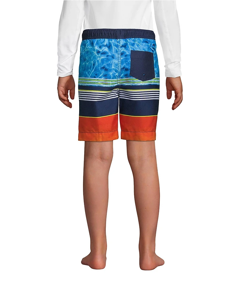 Lands' End Big Boys Husky Printed Swim Trunks