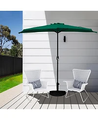 9 Ft Outdoor Patio Half Market Umbrella with Base Set