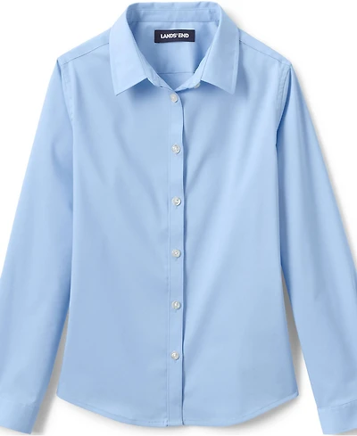 Lands' End Big Girls School Uniform No Gape Long Sleeve Stretch Shirt
