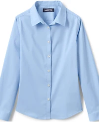 Lands' End Big Girls School Uniform No Gape Long Sleeve Stretch Shirt