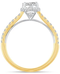 Diamond Oval Cluster Two Row Engagement Ring (1 ct. t.w.) in 14k Two-Tone Gold