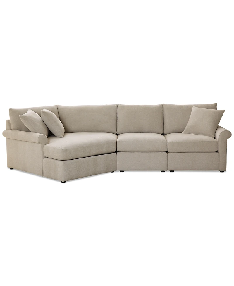 Closeout! Wrenley 131" 3-Pc. Fabric Modular Cuddler Chaise Sectional Sofa, Created for Macy's