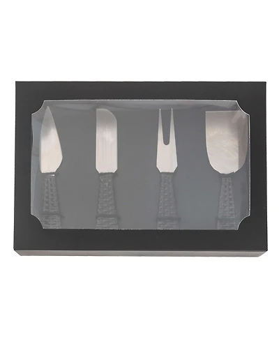Artifacts Trading Company Rattan Stainless Steel 4 Piece Cheese Knives Set with Gift Box