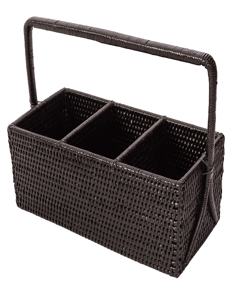 Artifacts Trading Company Artifacts Rattan 3 Section Caddy/Cutlery Holder with Handle