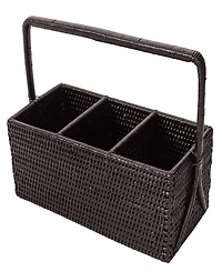 Artifacts Trading Company Artifacts Rattan 3 Section Caddy/Cutlery Holder with Handle