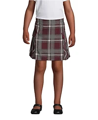 Lands' End Big Girls School Uniform Slim Side Pleat Plaid Skort Above the Knee